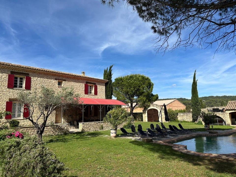 Property building, Spring, Day, Natural landscape, Garden, Garden view, Pool view, Swimming pool