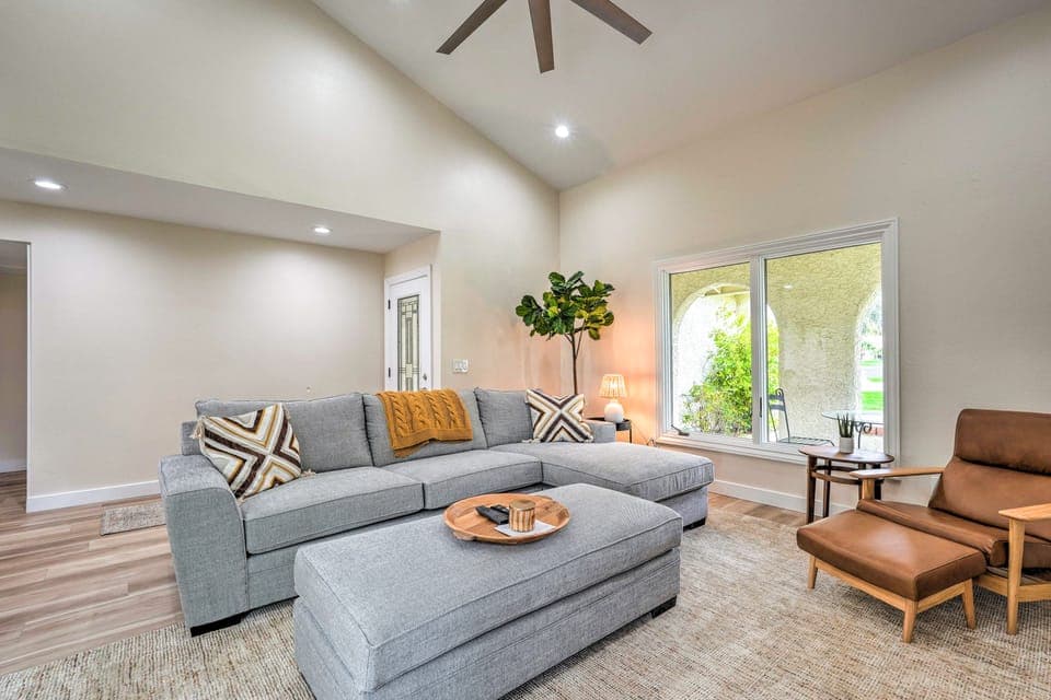 Patio + Fire Pit: Luxe Home Near Arizona Boardwalk Apartment in McCormick Ranch