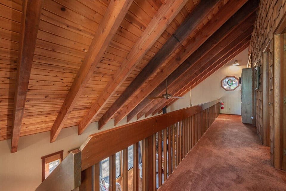 Hallway looking down onto living area