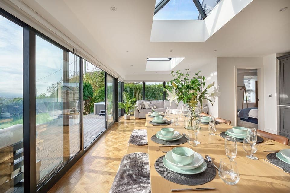 The dining area at Groeslon, Anglesey