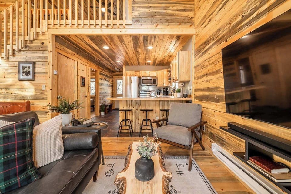 Kick back on the leather sofa with chaise lounge in front of the 65” Smart TV with apps, Samsung TV plus with streaming live TV, and we provide complimentary Hulu.