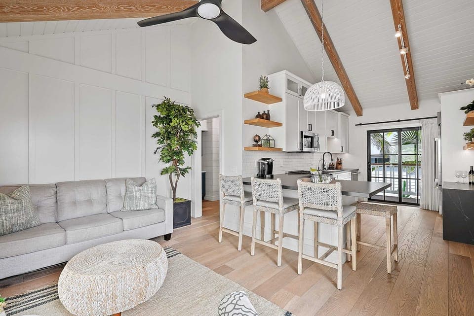 An open concept living and kitchen space keep everyone connected.