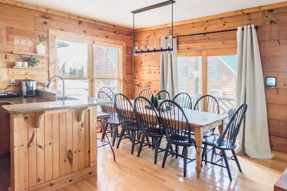Dining table for 10 plus 2 bar stools