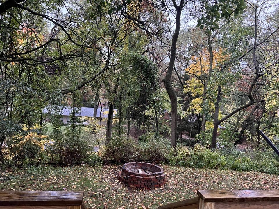 Private back yard with firepit