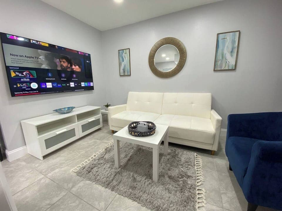 Living room and futon bed.