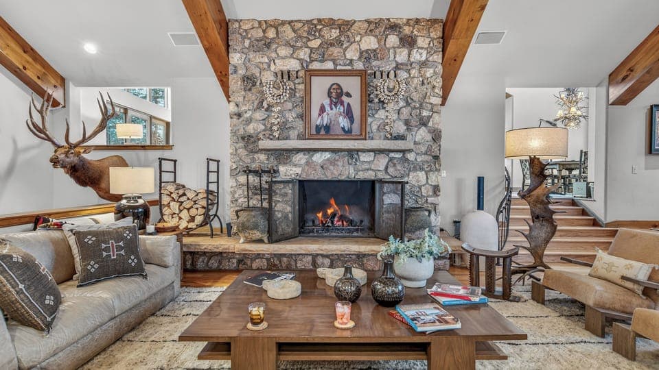 Great Room, Main Level - Fireplace with stone surround