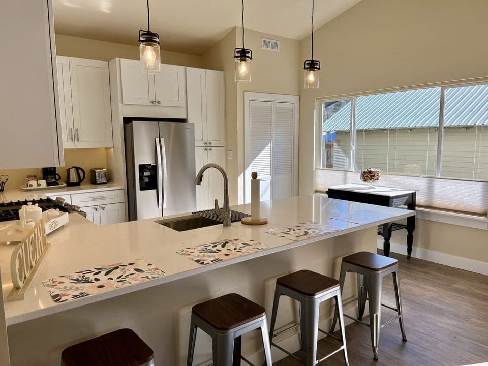 Spacious kitchen with brand new stainless steel appliances