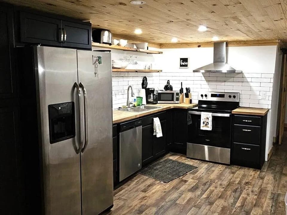 Modern appliances meet stylish decor, perfect for culinary adventures!