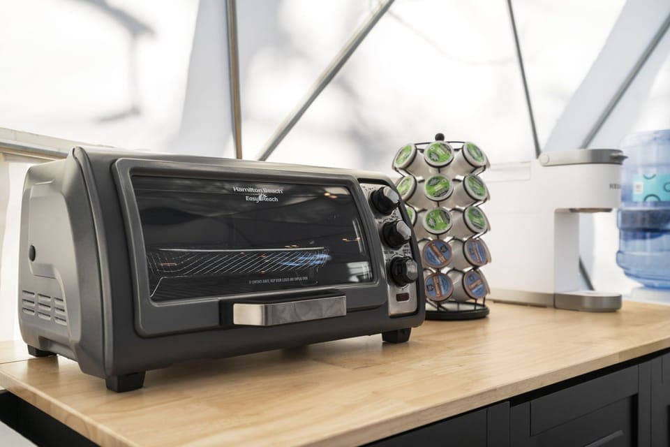 Toaster oven, Keurig coffee maker, and K cups are included