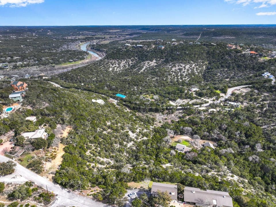 Areal view of the beautiful hill country scenery
