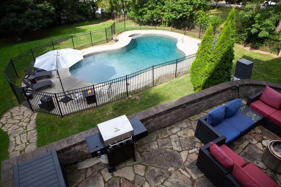 Sweeping view of your private backyard oasis