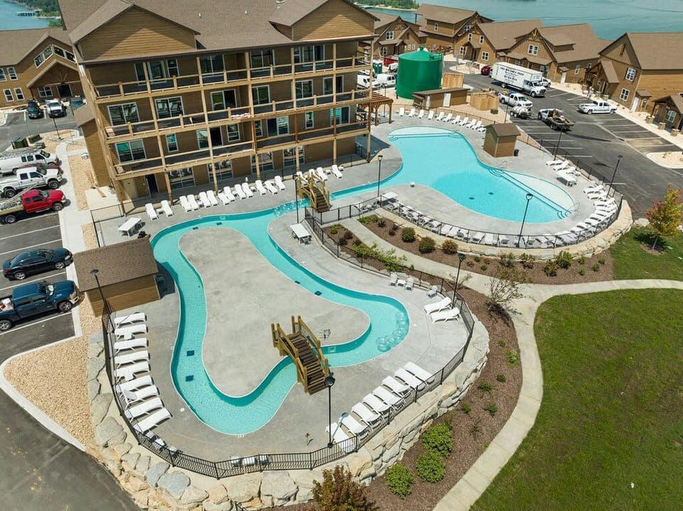 The Penthouse sits right over the indoor and outdoor pools with AMAZING views