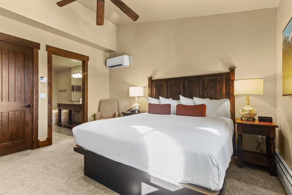 Master bedroom and attached bathroom