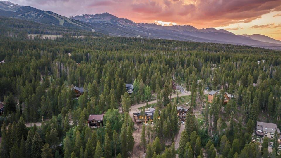 Aerial of Blue Valley Chalet in the summer
