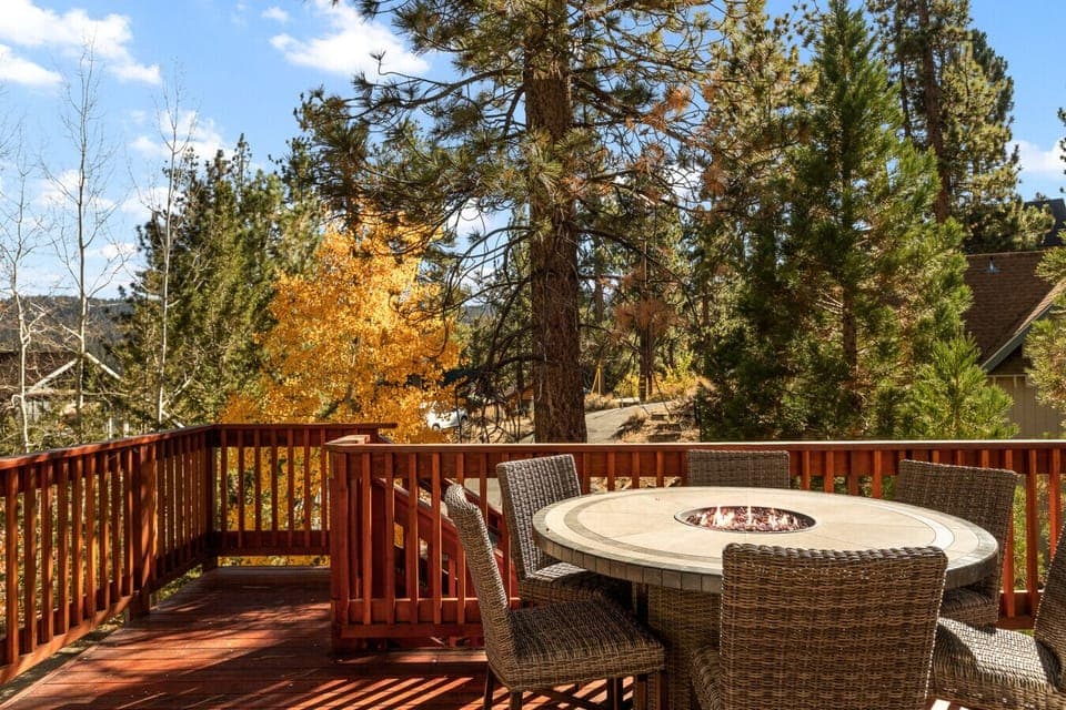 Lounge outside by the fire table.