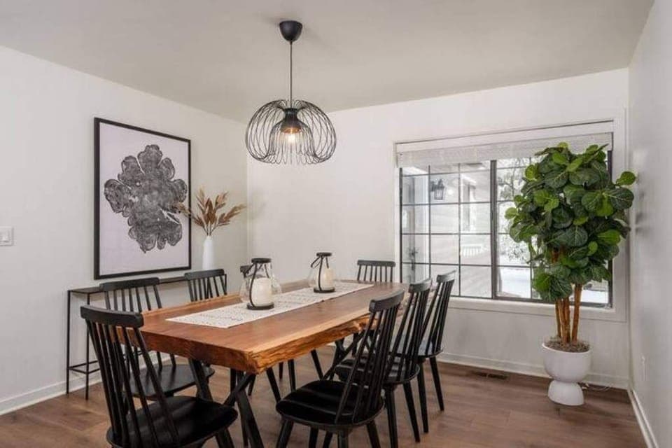 Dining Room for 8 people- child booster seat also available.