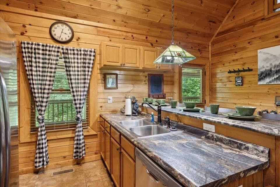 Whip up your favorite meals amidst rustic charm and serene woodland views!