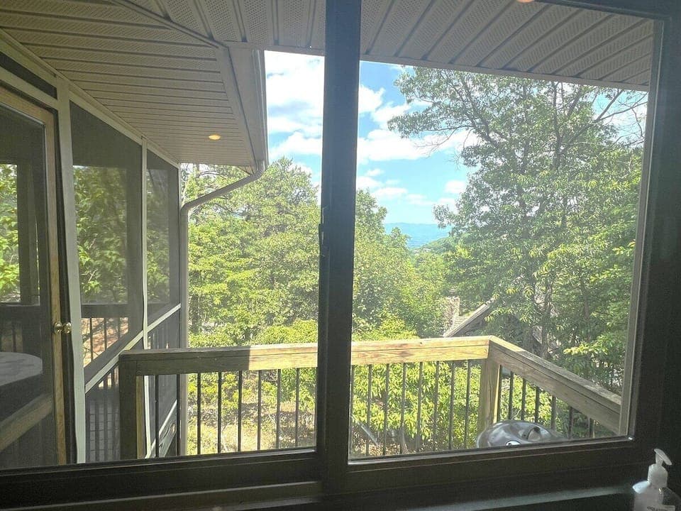 View of the outside from the large window above the kitchen sink 