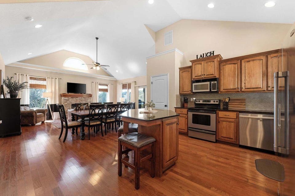 Vaulted ceilings great you when you first walk in!