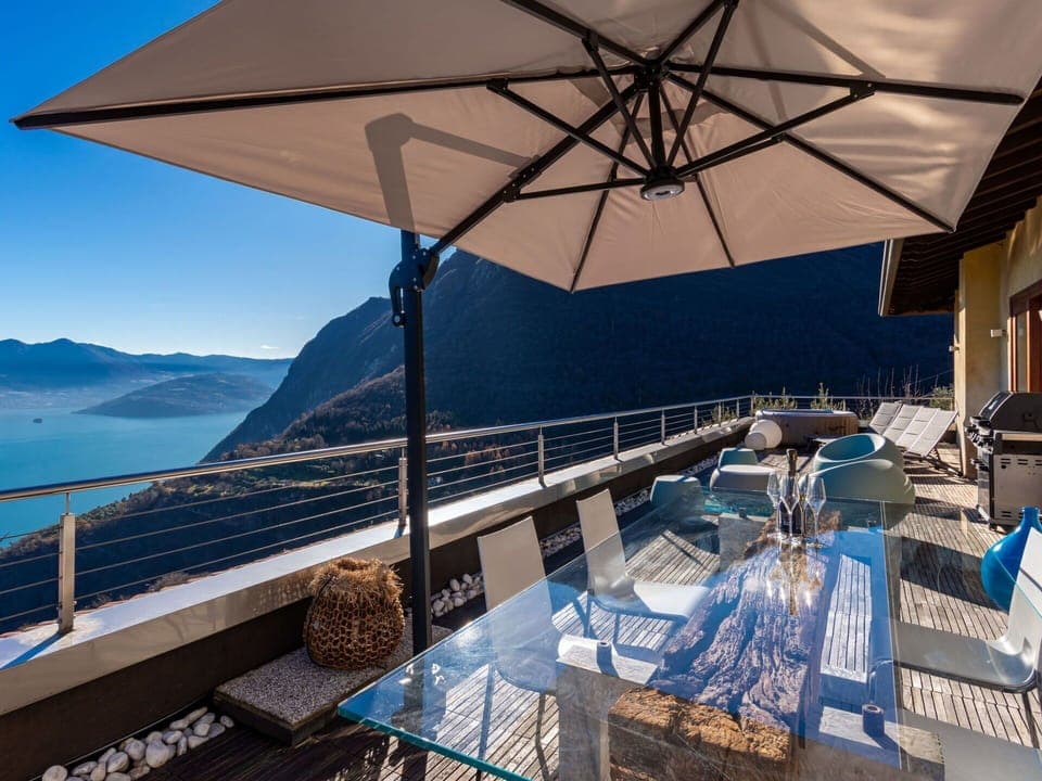 Water, Sky, Property, Furniture, Blue, Mountain, Azure, Tableware, Dishware, Outdoor Furniture