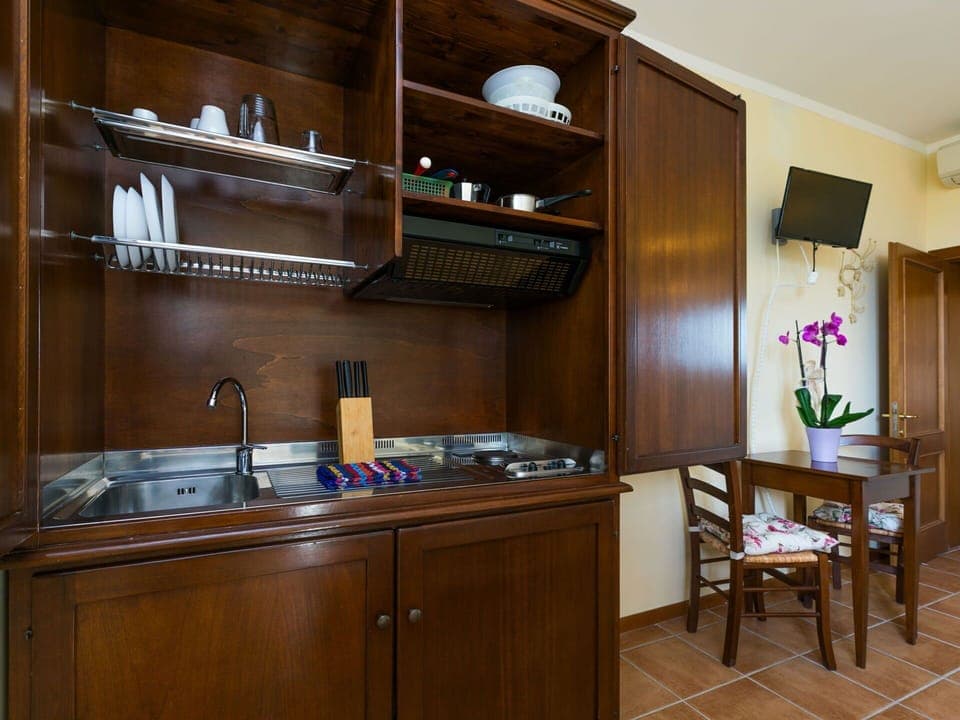 Furniture, Cabinetry, Kitchen Sink, Countertop, Tap, Sink, Wood, Houseplant, Building, Lighting