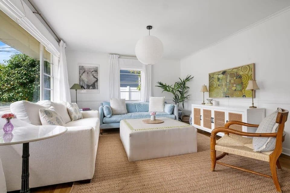 Spacious living room with plenty of seating and a smart TV!