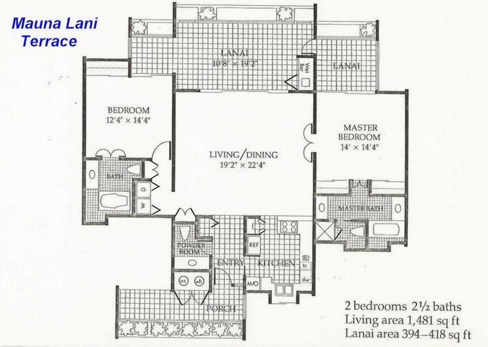 Mauna Lani Terrace H101 Floor Plan
