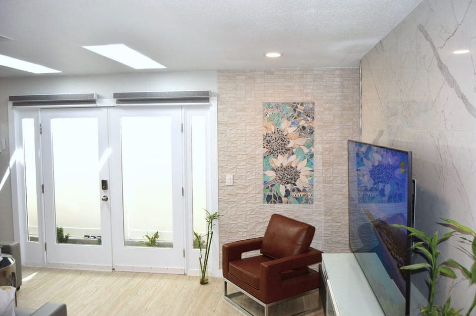 Modern Living Room: Large French Doors Leading to an Outdoor Exit