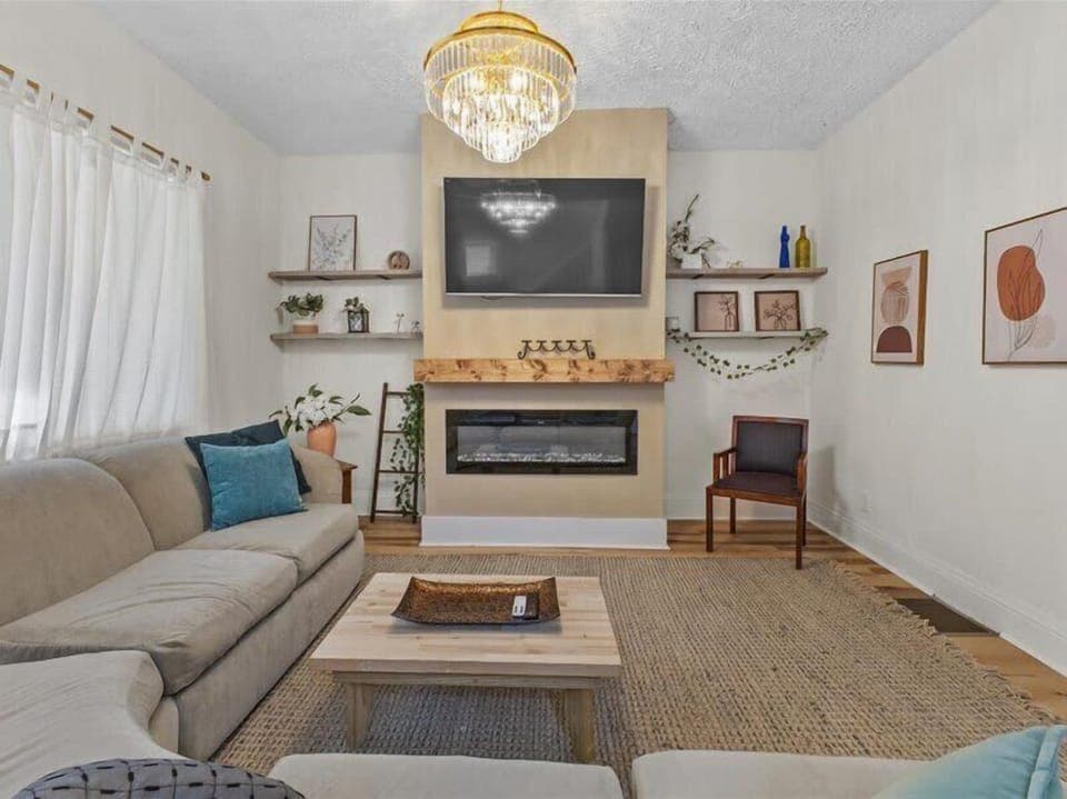 Fire Place and Big TV