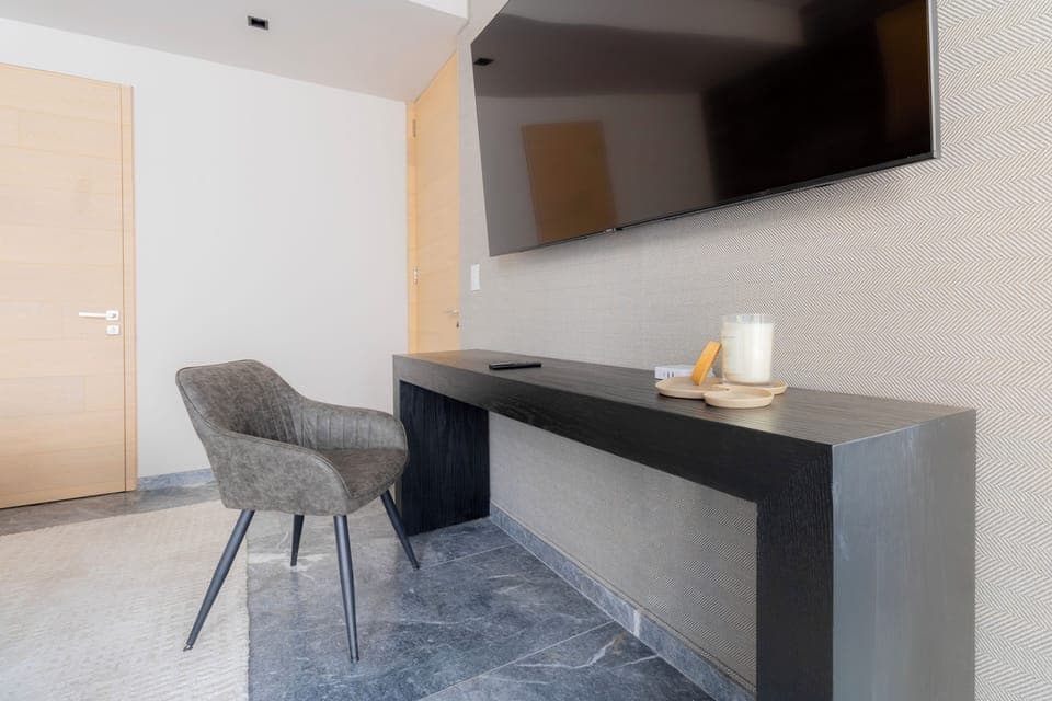 Desk and chair provided for your convenience.
