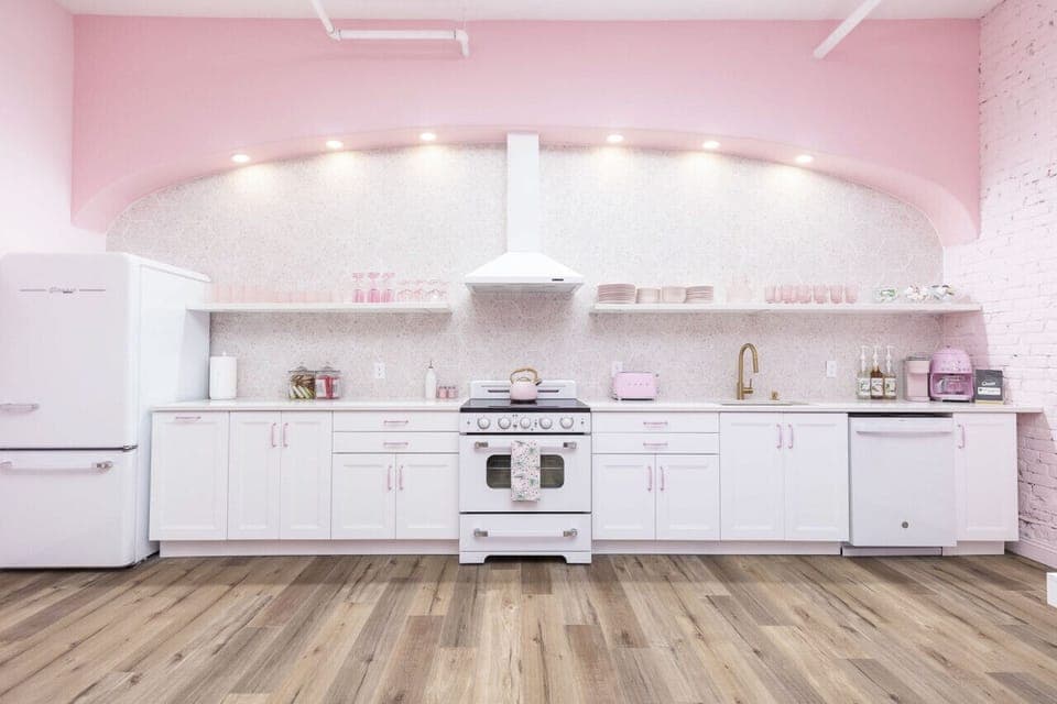 Chef's kitchen. If you were a lady chef, or just loved pink!