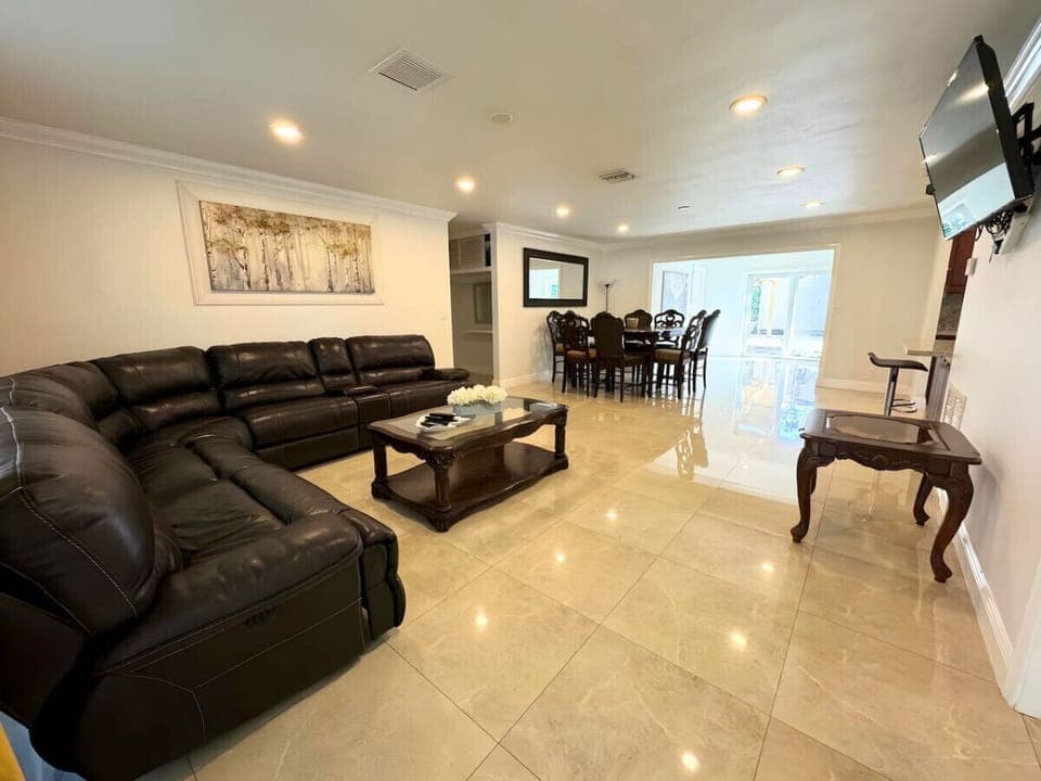 Spacious living room for all to gather around!