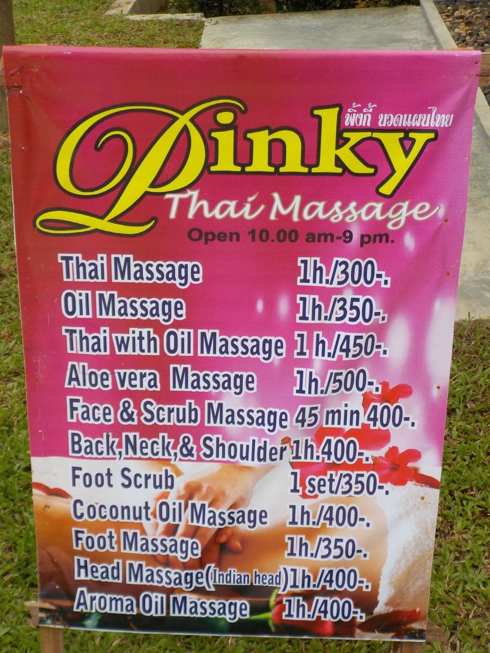 Thai massages, facials