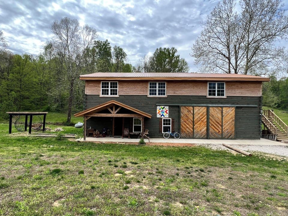 Street view with lower level entry.