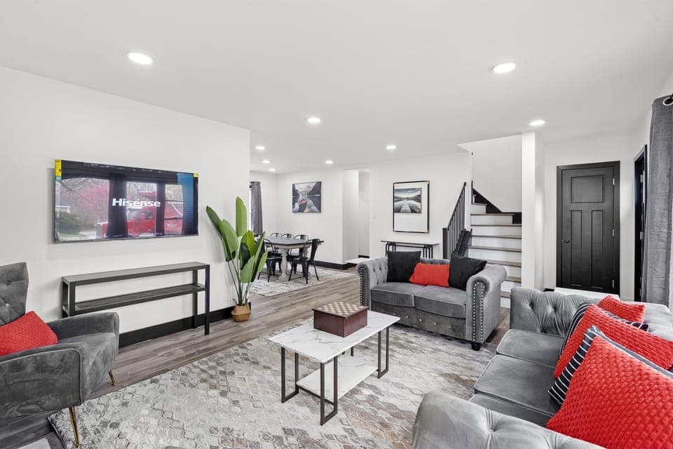 Huge Living Room with a | Smart TV || Google Hub for music || Open Layout |