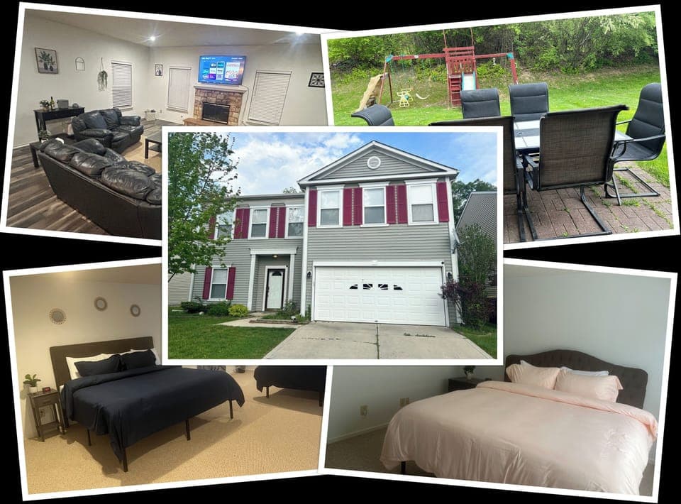 Spacious 3BR home in Fishers with 4 king beds, Jacuzzi & smart TVs