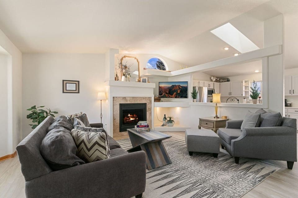 Living Room with Smart TV and Fireplace (main level)