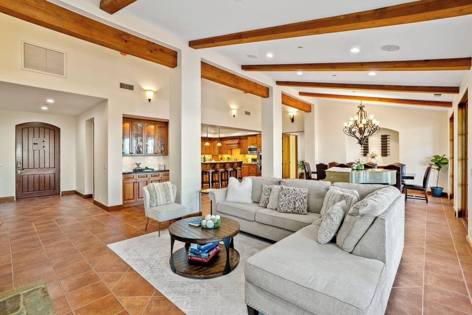 Living Room, Dining Room and Kitchen all make for a cozy experie