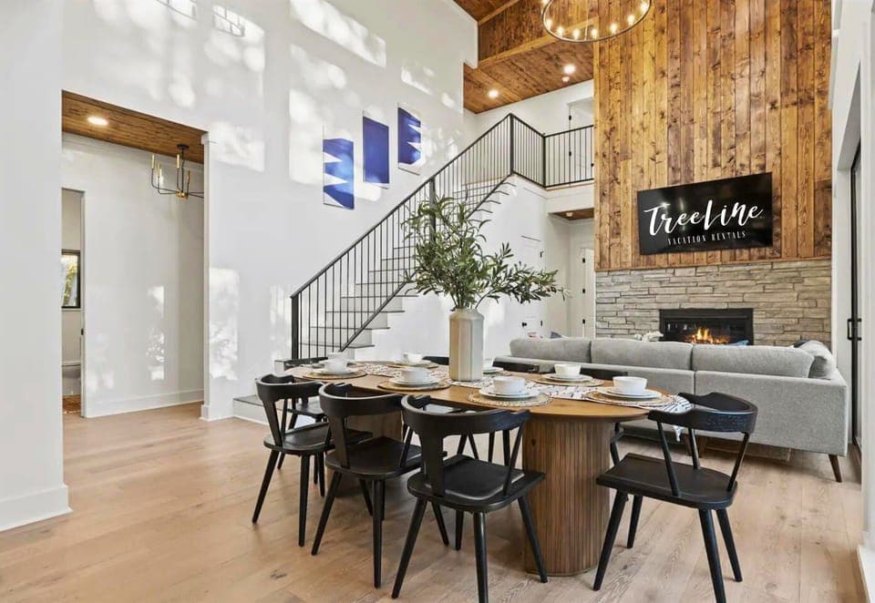 Experience the blend of spaciousness and warmth in our living room, ideal for cozy evenings by the fireplace.