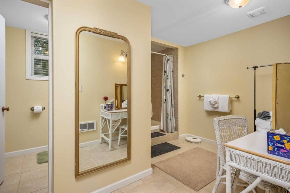 A full body mirror to help guests prepare for a night out!