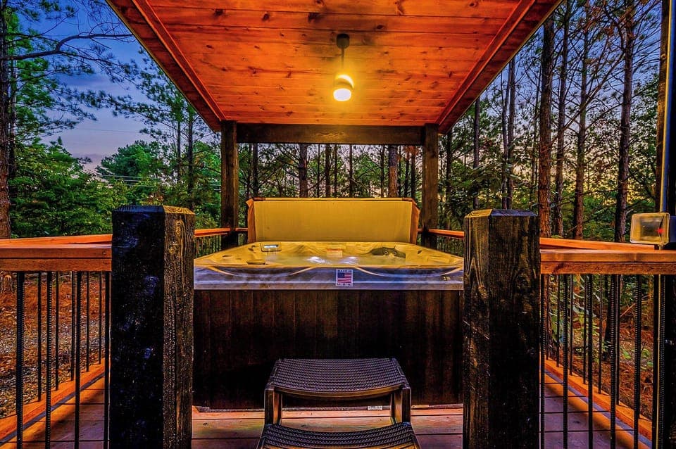 Slip into the private hot tub and let your stress melt away.