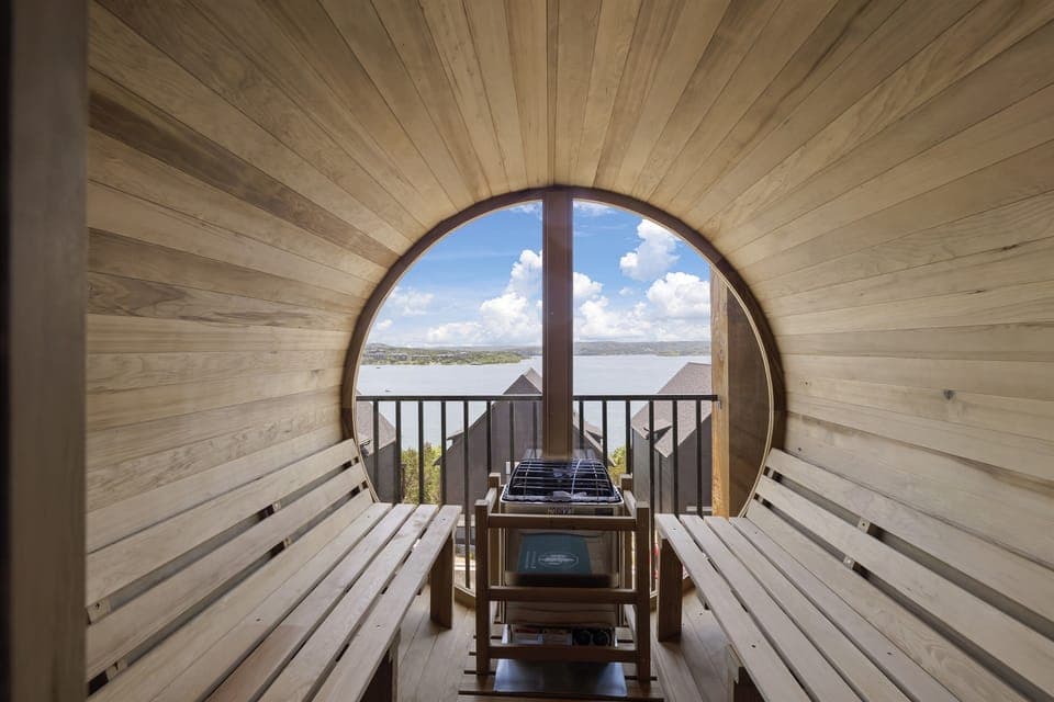 Sports Suite - Main level: Outdoor Sauna on deck