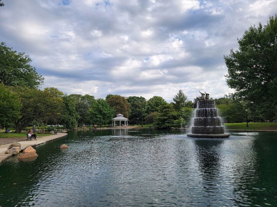 Goodale Park is a historic and scenic urban park in Columbus, known for its large pond, beautiful gardens, and iconic gazebo.