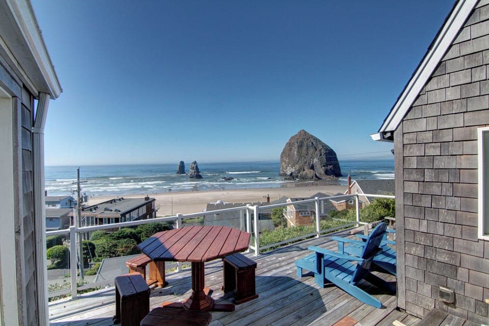 Haystack Haven View of Haystack Rock and Ocean From Deck - View of Haystack Rock and the ocean from the deck.