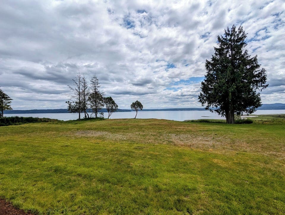 View from the deck, a great place to enjoy the yard games that are provided