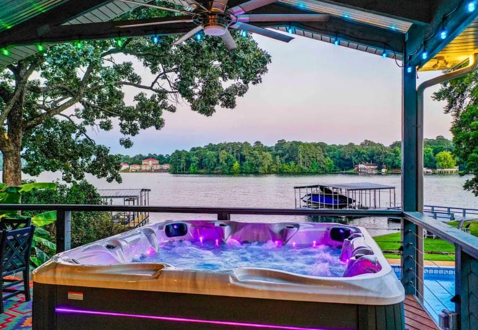 Let the bubbles take your stress away, providing a peaceful and rejuvenating experience in this beautiful setting.