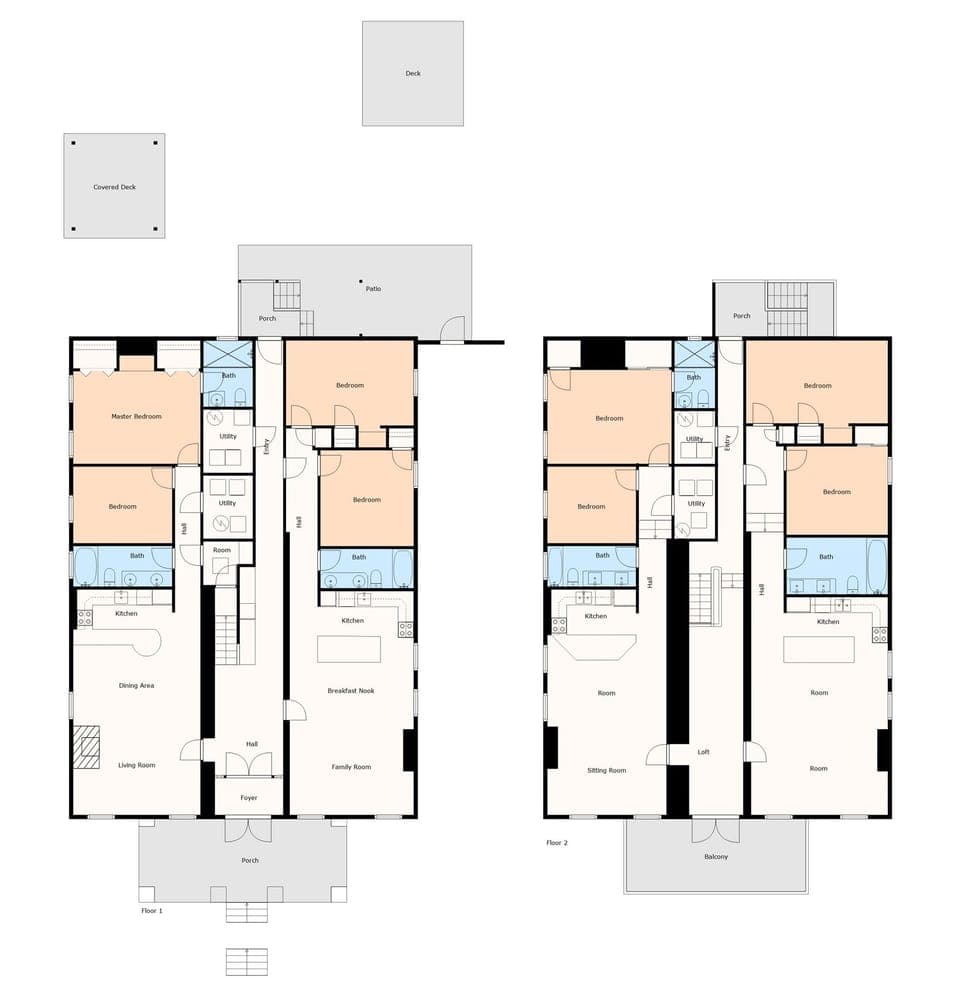 2D Floor Plan of the two levels