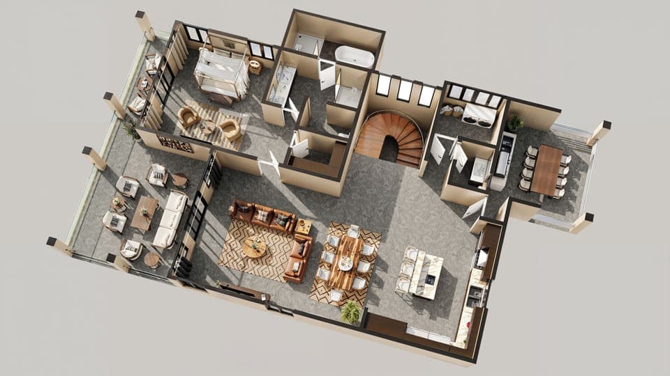 4 Bedroom; 4 full Bath; 2 Powder Room Oceanfront Villa w/plunge pool | Floor plan