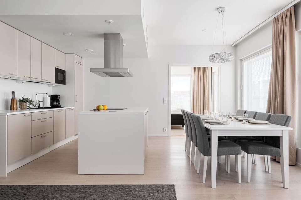 Premium Apartment, River View | Private kitchen | Fridge, microwave, oven, stovetop