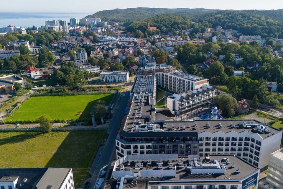 A view of the beautiful facility from above.